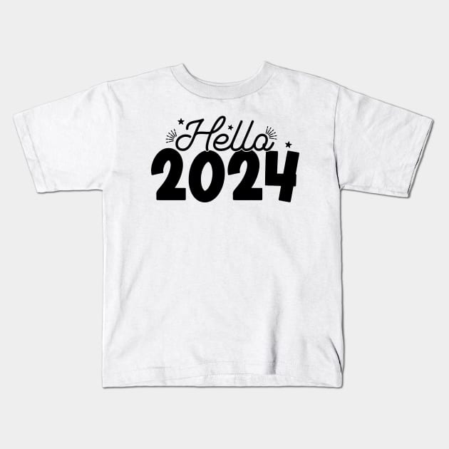 Hello 2024 Kids T-Shirt by MZeeDesigns